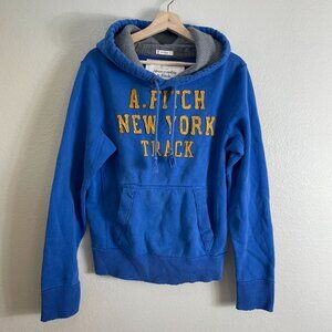 Vintage Y2K Abercrombie‎ & Fitch Mens Medium Blue Muscle Hoodie Pullover
